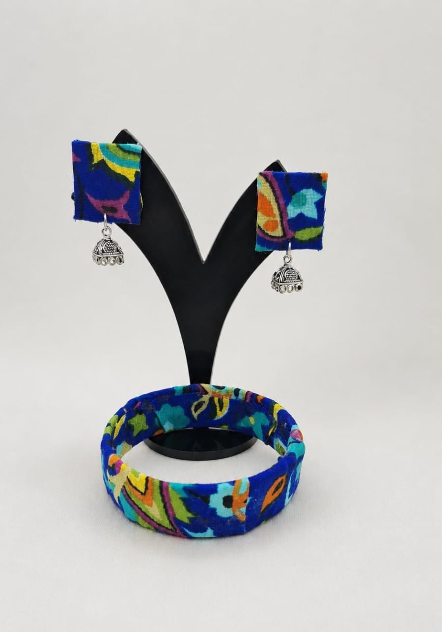Fabric Bangle & Earing Set