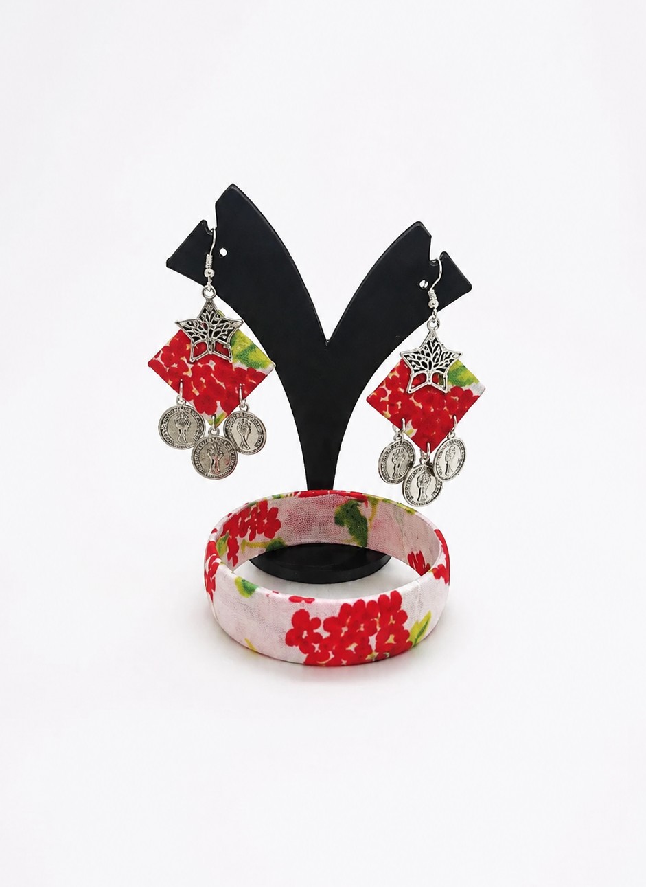 Fabric Bangle & Earing Set